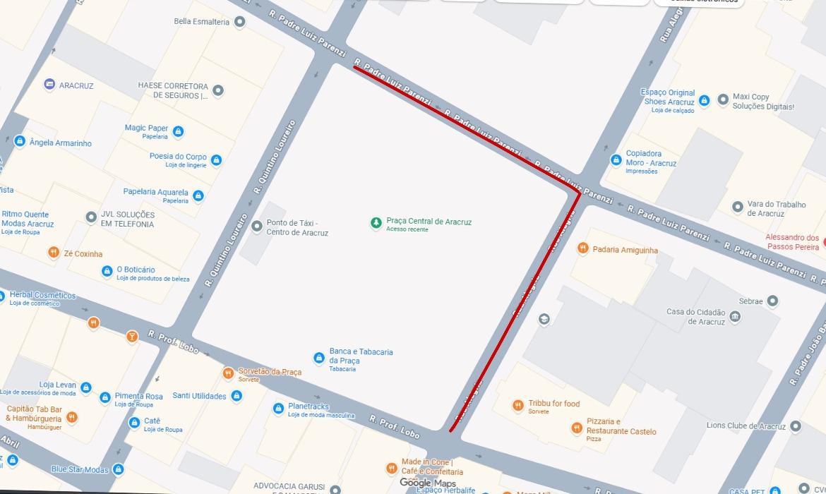 Interdição temporária no trânsito para poda de árvores entre as ruas Alegria e Padre Luiz Parenzi