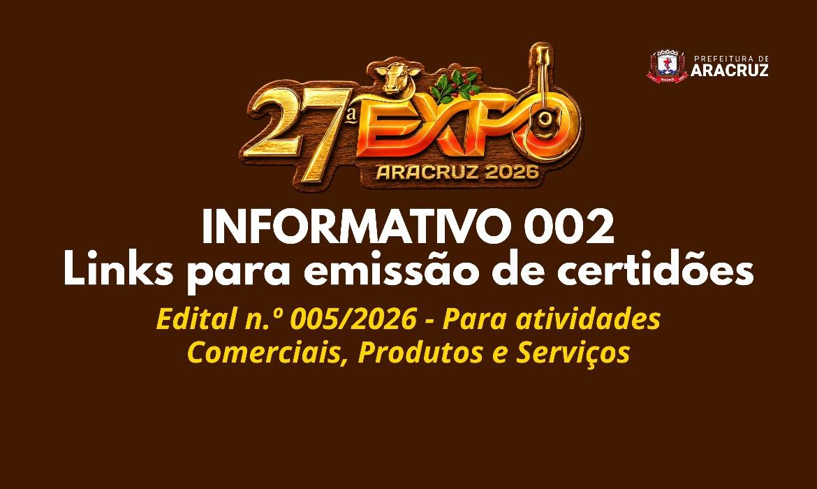 27ª ExpoAracruz: Links para emissão das Certidões